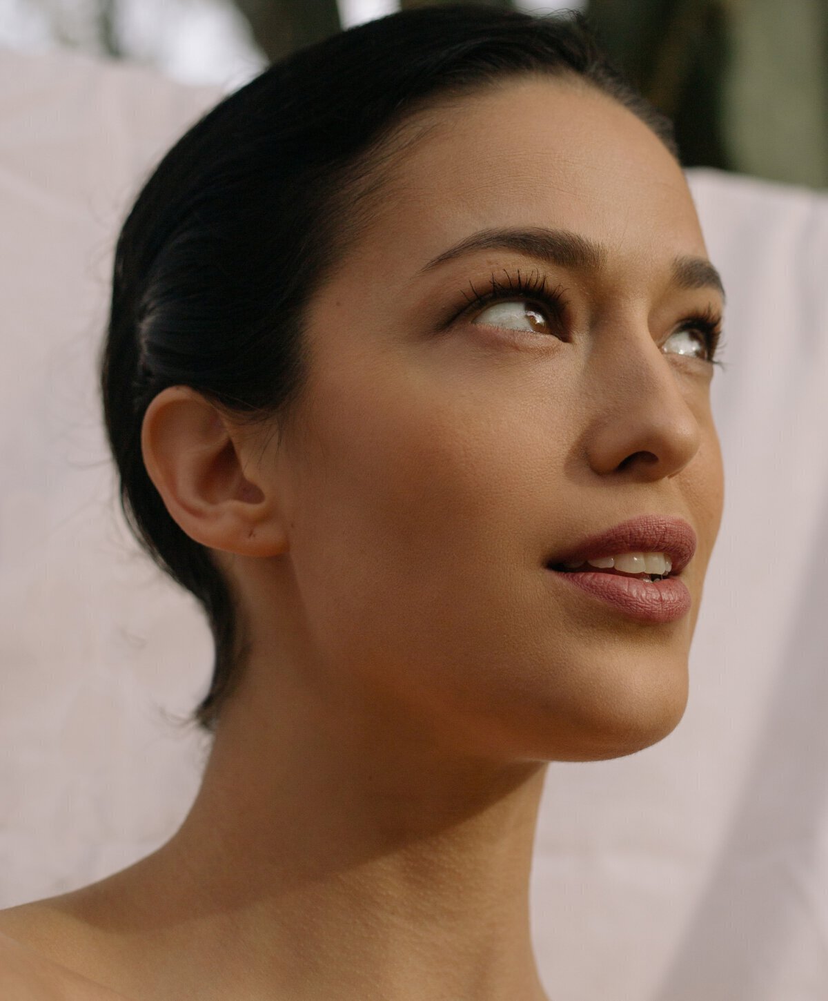 Detroit brow lift model with black hair